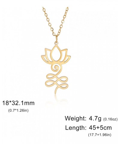 Lotus Unalome Necklace Stainless Steel Lotus Flower Yoga Symbol Drop Earrings Inspirational Buddhism Jewelry for Women Girls ...