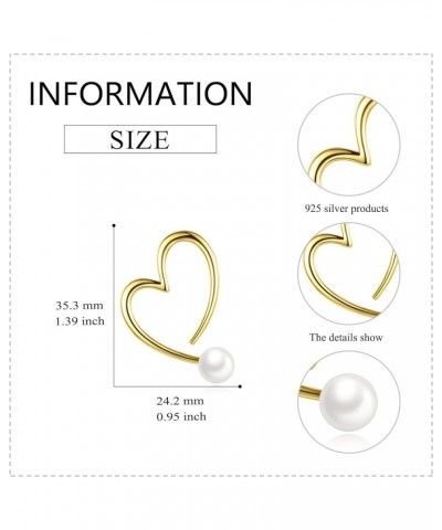 Pearl Heart Stud Earrings Cubic Zirconia Earrings Sterling Silver Jewelry Gifts for Women Girls Pearl Heart $22.56 Earrings