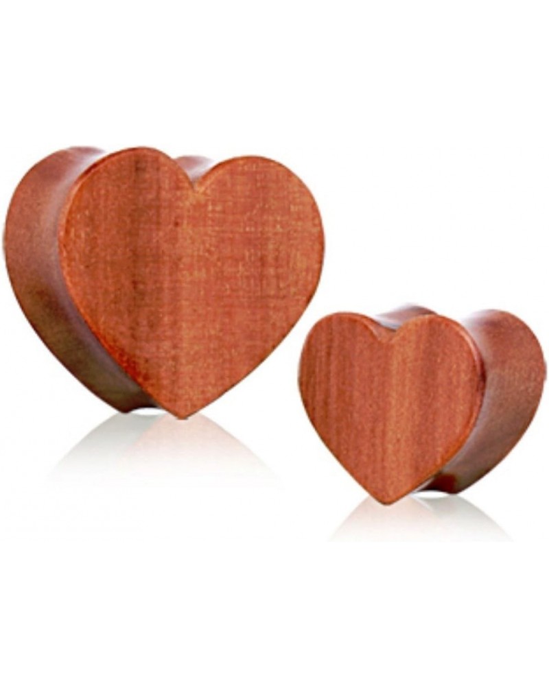 Pair of Heart Shape Organic Red Cherry Wood Double Flared Plugs 1" (25mm) $11.34 Body Jewelry