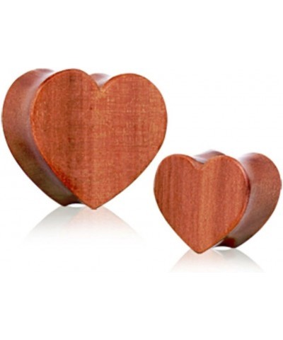 Pair of Heart Shape Organic Red Cherry Wood Double Flared Plugs 1" (25mm) $11.34 Body Jewelry