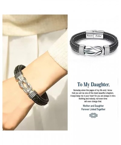 Mother and Daughter/Son Forever Linked Together Braided Leather Bracelet Women Inspirational Wristband Women's/Men's Stainles...