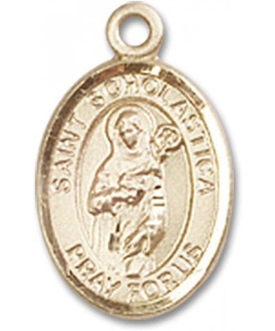 14 Karat Gold Catholic Patron Saint Medal Petite Charm Pendant, 1/2 Inch Saint Scholastica $100.58 Pendants