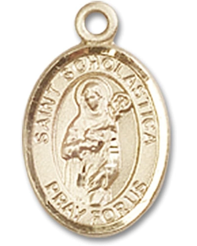 14 Karat Gold Catholic Patron Saint Medal Petite Charm Pendant, 1/2 Inch Saint Scholastica $100.58 Pendants