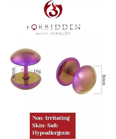 16g 8mm Titanium IP Plated Surgical Steel Dome Cheater Plug Earrings, Fake 0 Gauge Earrings Purple $8.50 Body Jewelry