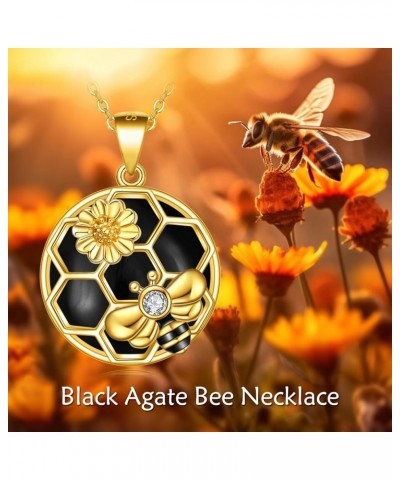 Bee Necklace 925 Sterling Silver Honeycomb Daisy Flower Pendant Necklaces for Women Christmas Gifts for Girls bee black onyx ...