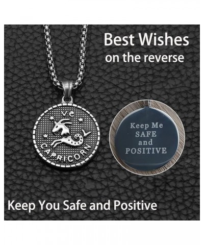 Zodiac Sign Necklace for Women 12 Constellation Coin Pendant with Best Wishes Almuet Lucky Charm Necklace Capricorn (Dec. 22 ...