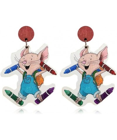 Lightweight Wooden Acrylic Drop Dangle Earrings Cute Animal Cat Dog Elephant Ducks Cows Asymmetric Funny Earrings Unique Teac...