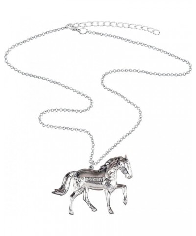 Enamel Running Horse Necklace Pendant Chain Zinc Alloy Animals Lovers Gifts for Girls Pink $9.59 Pendants