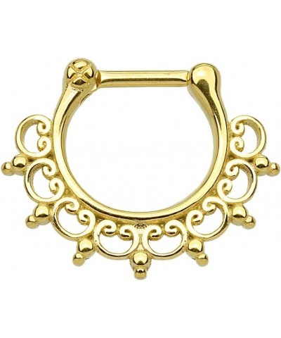 16GA Lace Tribal Fan All 316L Surgical Steel Septum Clicker Gold $8.80 Body Jewelry