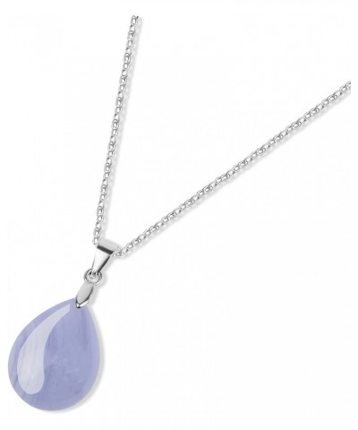 925 Sterling Silver Teardrop Crystal Necklace Blue Lace Agate $17.91 Necklaces