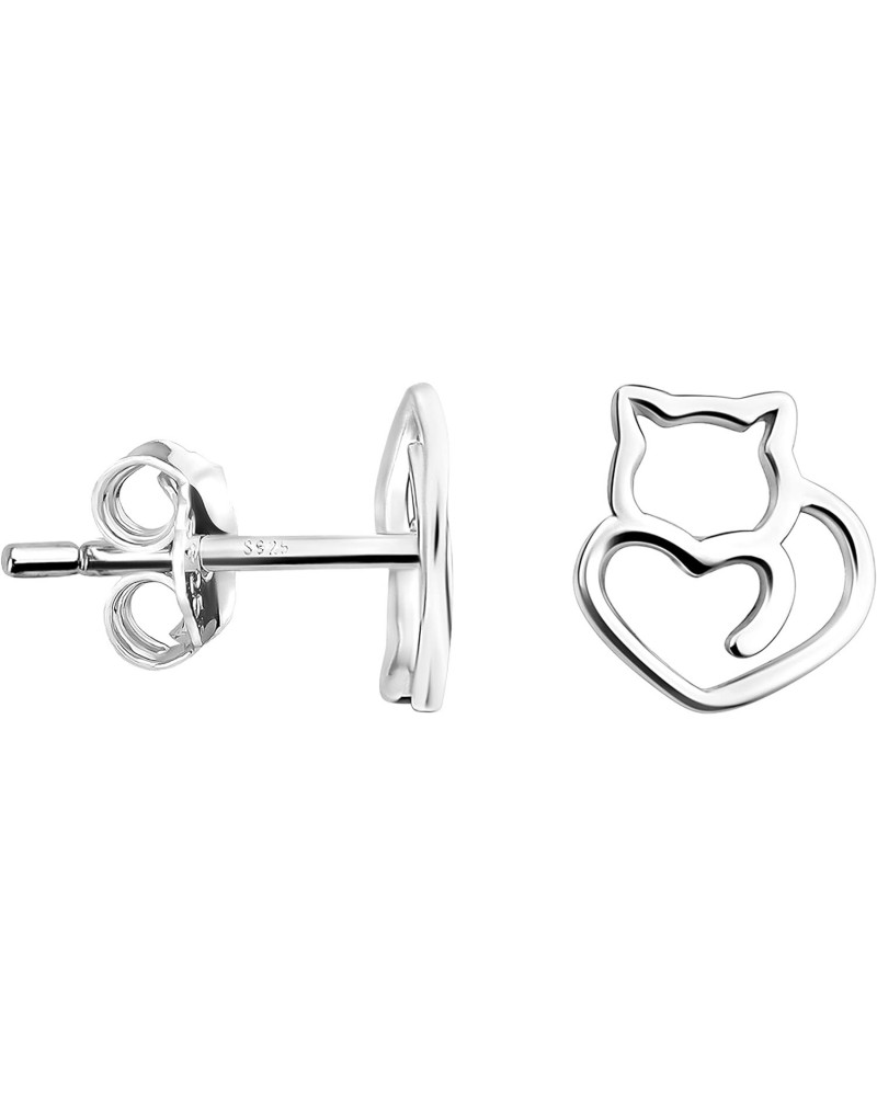 Women's Earrings 925 Silver - Cat Stud Earring - 20963 $14.80 Earrings