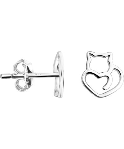 Women's Earrings 925 Silver - Cat Stud Earring - 20963 $14.80 Earrings