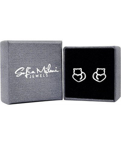 Women's Earrings 925 Silver - Cat Stud Earring - 20963 $14.80 Earrings