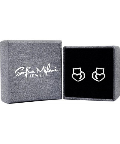 Women's Earrings 925 Silver - Cat Stud Earring - 20963 $14.80 Earrings