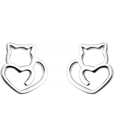 Women's Earrings 925 Silver - Cat Stud Earring - 20963 $14.80 Earrings