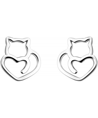 Women's Earrings 925 Silver - Cat Stud Earring - 20963 $14.80 Earrings