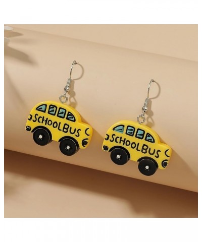 2PCS School Bus Earrings for Women Cute Cartoon Car Dangle Earring Funny Resin Back to School Statement Earring Set for Girls...