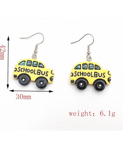 2PCS School Bus Earrings for Women Cute Cartoon Car Dangle Earring Funny Resin Back to School Statement Earring Set for Girls...