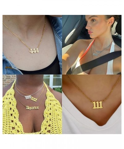 Angel Number Necklace for Women 000 111 222 333 444 555 666 777 888 999 Gold Plated Stainless Steel Pendant Choker Necklace C...