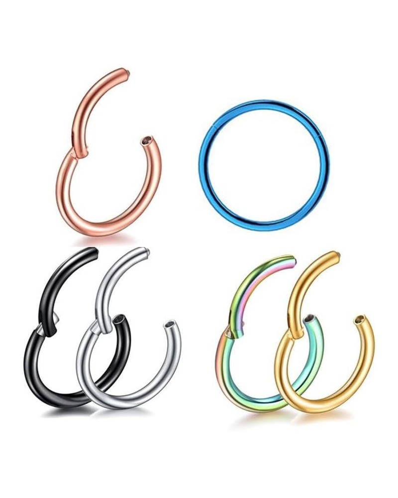 MOQIKAKA16G 18G 20G Surgical Steel Nose Septum Rings Hoops - Stainless Steel Hinged Clicker Segment Nose Rings Hoop Helix Car...