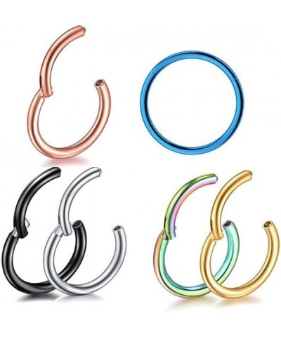 MOQIKAKA16G 18G 20G Surgical Steel Nose Septum Rings Hoops - Stainless Steel Hinged Clicker Segment Nose Rings Hoop Helix Car...