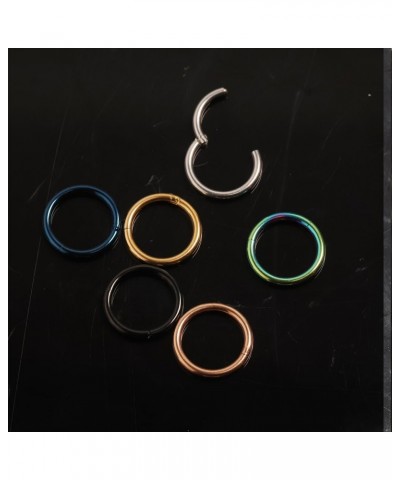 MOQIKAKA16G 18G 20G Surgical Steel Nose Septum Rings Hoops - Stainless Steel Hinged Clicker Segment Nose Rings Hoop Helix Car...