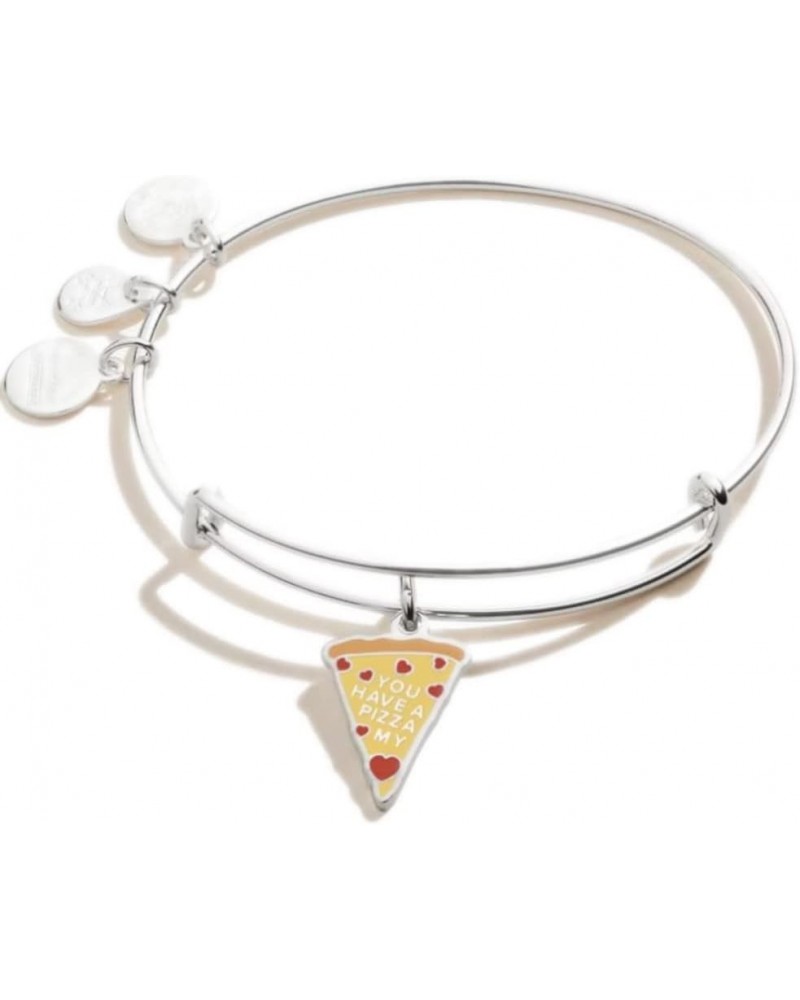 Food Expandable Bangle for Women, You Have a Pizza My Heart Charm, Shiny Silver Finish, 2 to 3.5 in $13.08 Bracelets