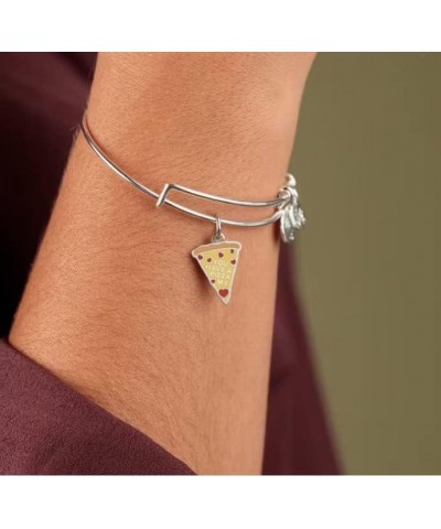 Food Expandable Bangle for Women, You Have a Pizza My Heart Charm, Shiny Silver Finish, 2 to 3.5 in $13.08 Bracelets