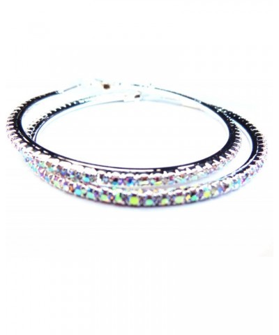 Crystal Iridescent Silver Tone Rhinestone Hoop Earrings 3 inch Hoop Earrings $11.19 Earrings