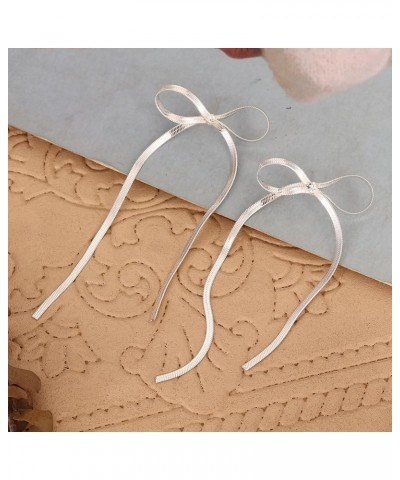 Bow Earrings for Women Gold Silver Bow Dangle Drop Earrings Long Tassel Chain Bow Knot Statement Earrings Wedding Trendy Jewe...