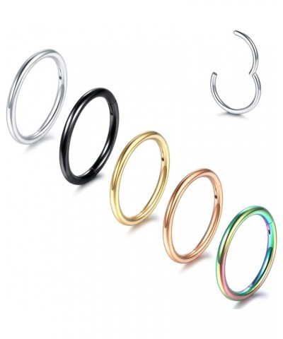 14G 16G 18G 20G Nose Ring Hoop Stainless Steel Hinged Segment Ring Hoop Nose Clicker Ring Tragus Helix Cartilage Daith Rook E...