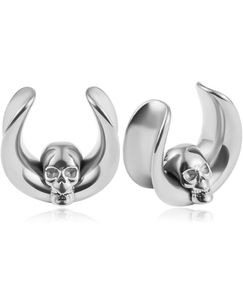 2PCS Cool Skull Hypoallergenic Stainless Steel 0g 2g Opening Plugs Ear Gauges Tunnels Piercing Expander Stretchers Fashion Bo...