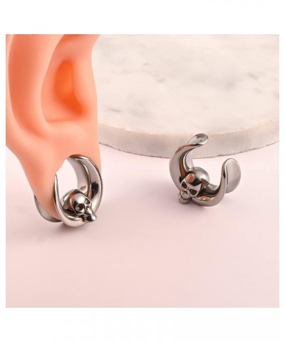 2PCS Cool Skull Hypoallergenic Stainless Steel 0g 2g Opening Plugs Ear Gauges Tunnels Piercing Expander Stretchers Fashion Bo...