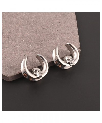 2PCS Cool Skull Hypoallergenic Stainless Steel 0g 2g Opening Plugs Ear Gauges Tunnels Piercing Expander Stretchers Fashion Bo...