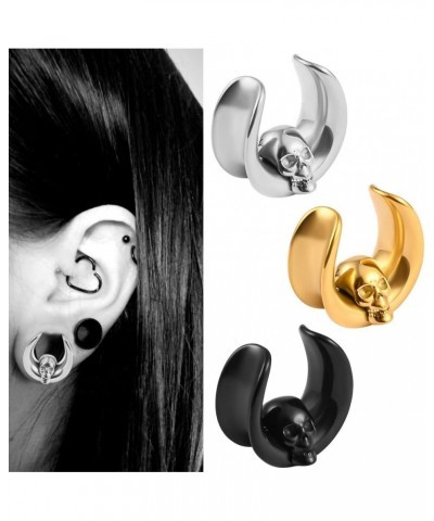 2PCS Cool Skull Hypoallergenic Stainless Steel 0g 2g Opening Plugs Ear Gauges Tunnels Piercing Expander Stretchers Fashion Bo...