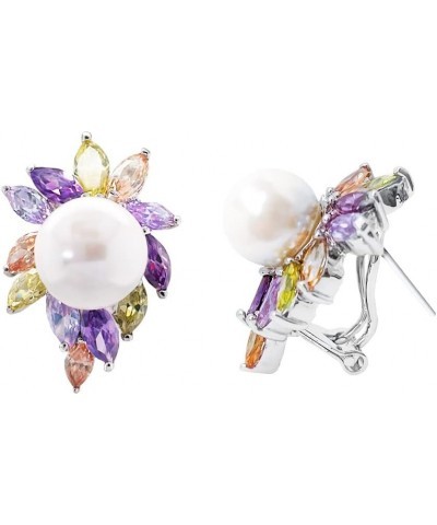 Leaf CZ Imitation Pearl Marquise Omega Back Stud Earrings For Bridal Wedding Birthdaywife Gifts Christmas Multi color $13.94 ...