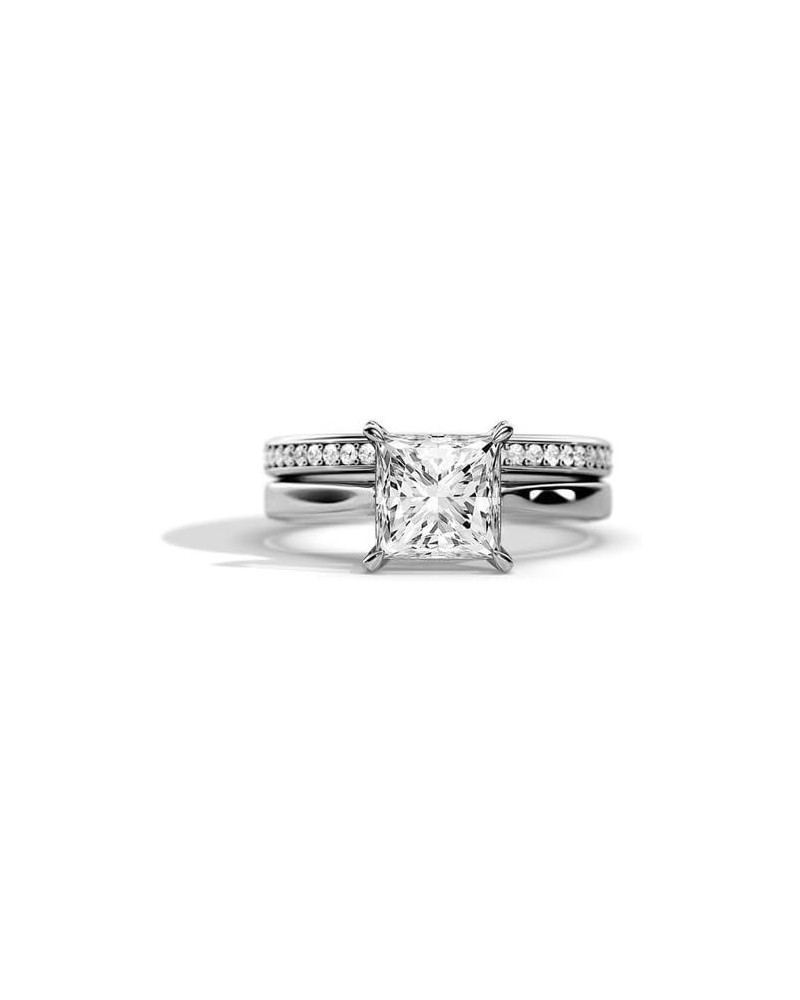 1CT Princess-cut Moissanite Wedding Ring Set for Women 925 Sterling Silver Bridal Ring Set with Princess-cut D Color VVS1 Cen...