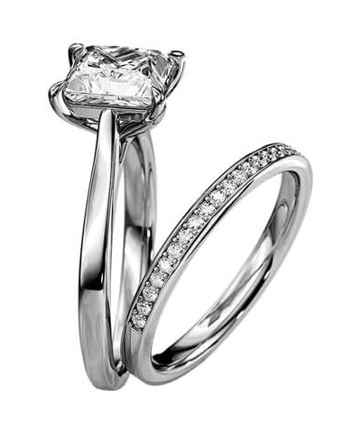 1CT Princess-cut Moissanite Wedding Ring Set for Women 925 Sterling Silver Bridal Ring Set with Princess-cut D Color VVS1 Cen...