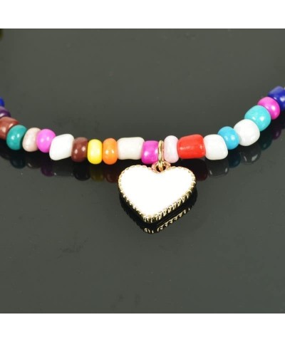 Colored Beaded Necklace for Women Heart Pendant Chain Necklace for Women Summer Seed Bead Choker Necklaces for Women $4.87 Ne...