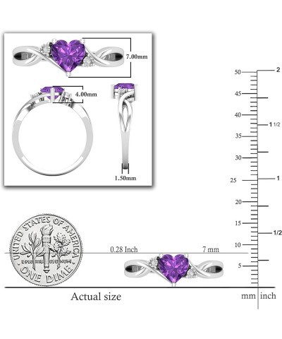 6mm Heart Shape Gemstone & Accent Round White Diamond Twisted Shank Promise Ring for Women (Diamond Color I-J, Clarity I2-I3)...