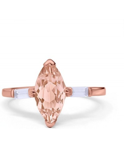 Marquise Art Deco Baguette Engagement Ring 925 Sterling Silver Rose Tone, Simulated Morganite CZ $12.47 Rings