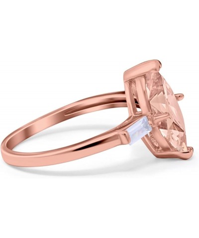 Marquise Art Deco Baguette Engagement Ring 925 Sterling Silver Rose Tone, Simulated Morganite CZ $12.47 Rings