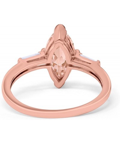 Marquise Art Deco Baguette Engagement Ring 925 Sterling Silver Rose Tone, Simulated Morganite CZ $12.47 Rings