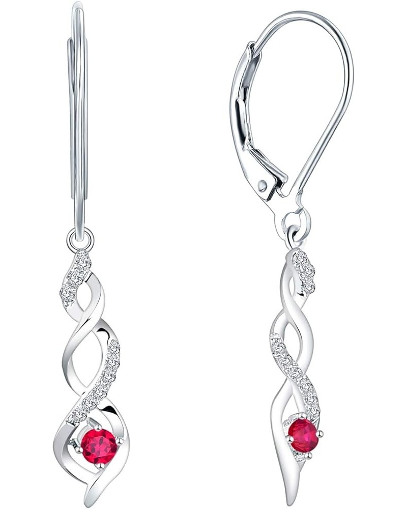 925 Sterling Silver Infinity Dangle & Drop Earrings with AAA Cubic Zirconia dangle-1,July birthstone,ruby color $21.93 Earrings