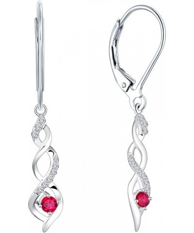 925 Sterling Silver Infinity Dangle & Drop Earrings with AAA Cubic Zirconia dangle-1,July birthstone,ruby color $21.93 Earrings