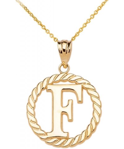 10k Yellow Gold Roped Circle "A-Z" Initial Pendant Necklace 20.0 Inches F $76.99 Necklaces