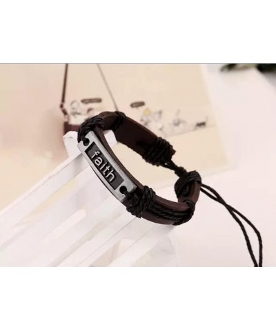 4030528 FAITH Leather Bracelet Christian Inspirational Scripture Jesus Bible Religious $10.61 Bracelets