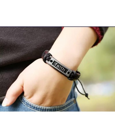 4030528 FAITH Leather Bracelet Christian Inspirational Scripture Jesus Bible Religious $10.61 Bracelets