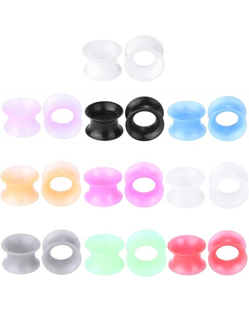 10 Pairs Silicone Double Flared Ear Tunnels Plug Ear Expander Stretchers Gauges Mixed 10 Colors Ear Piercings Jewelry Gauge:(...