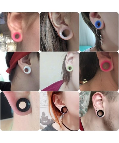 10 Pairs Silicone Double Flared Ear Tunnels Plug Ear Expander Stretchers Gauges Mixed 10 Colors Ear Piercings Jewelry Gauge:(...